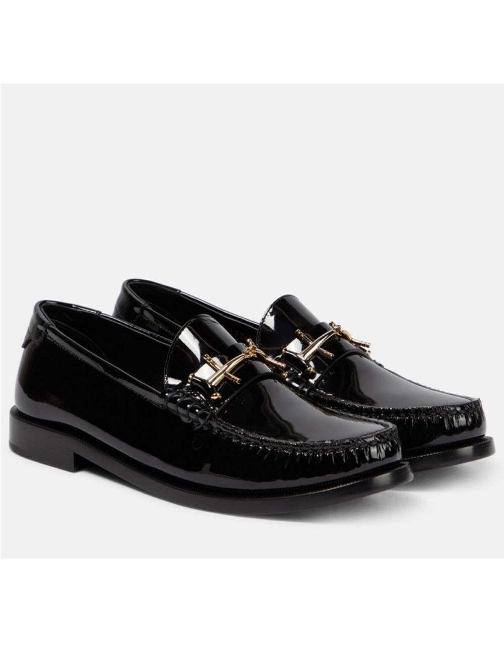 Saint Laurent Glossy Le Loafer Gold Detail Size 37